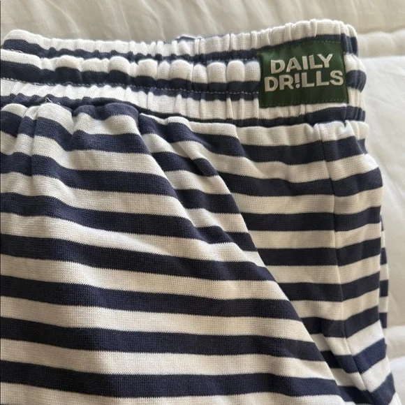 DAILY DRILLS Striped Navy and White Women's Pants - Picture 2 of 3